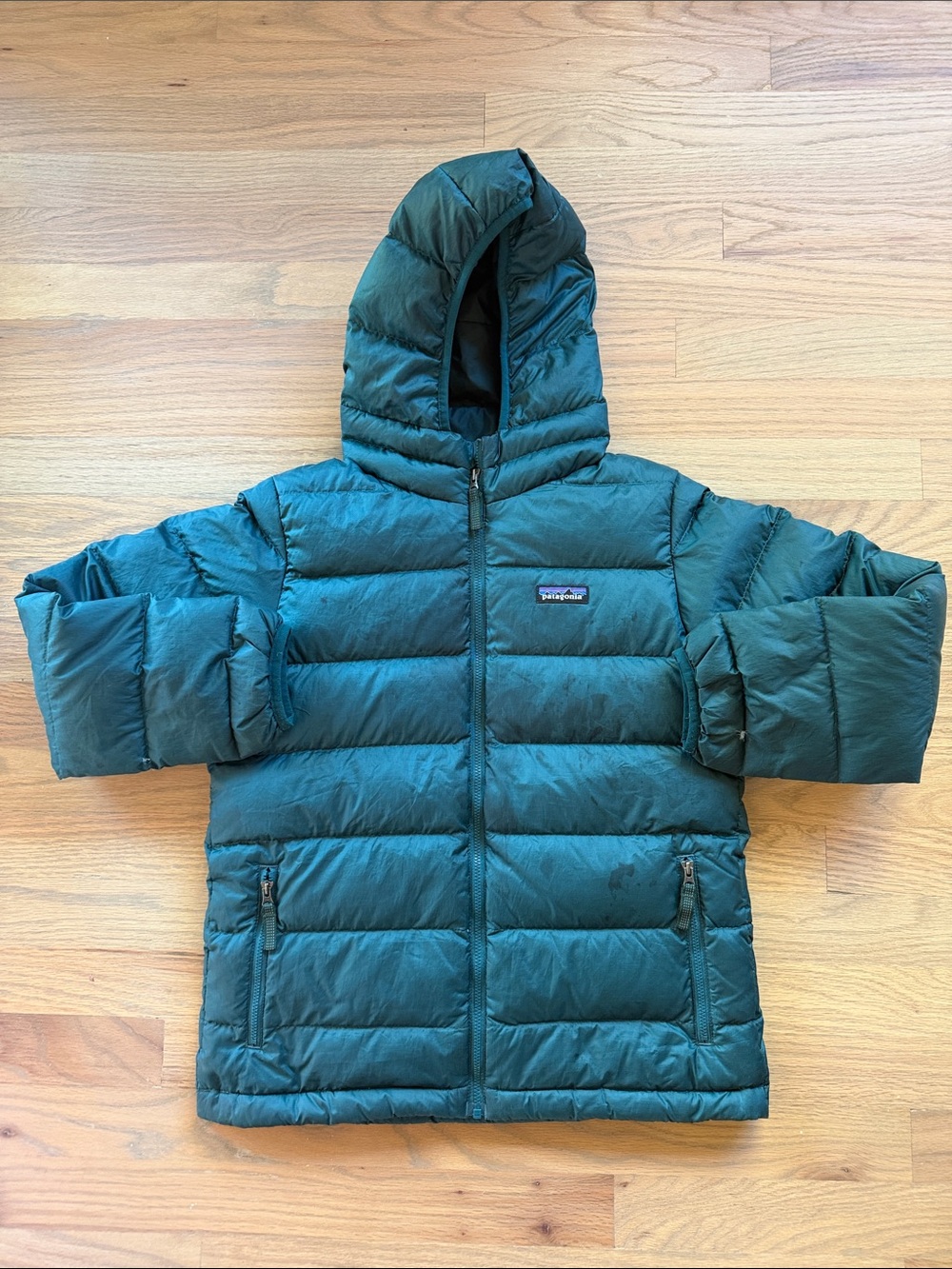 Patagonia Kids Puffer Jacket Hooded Teal Blue Size M
